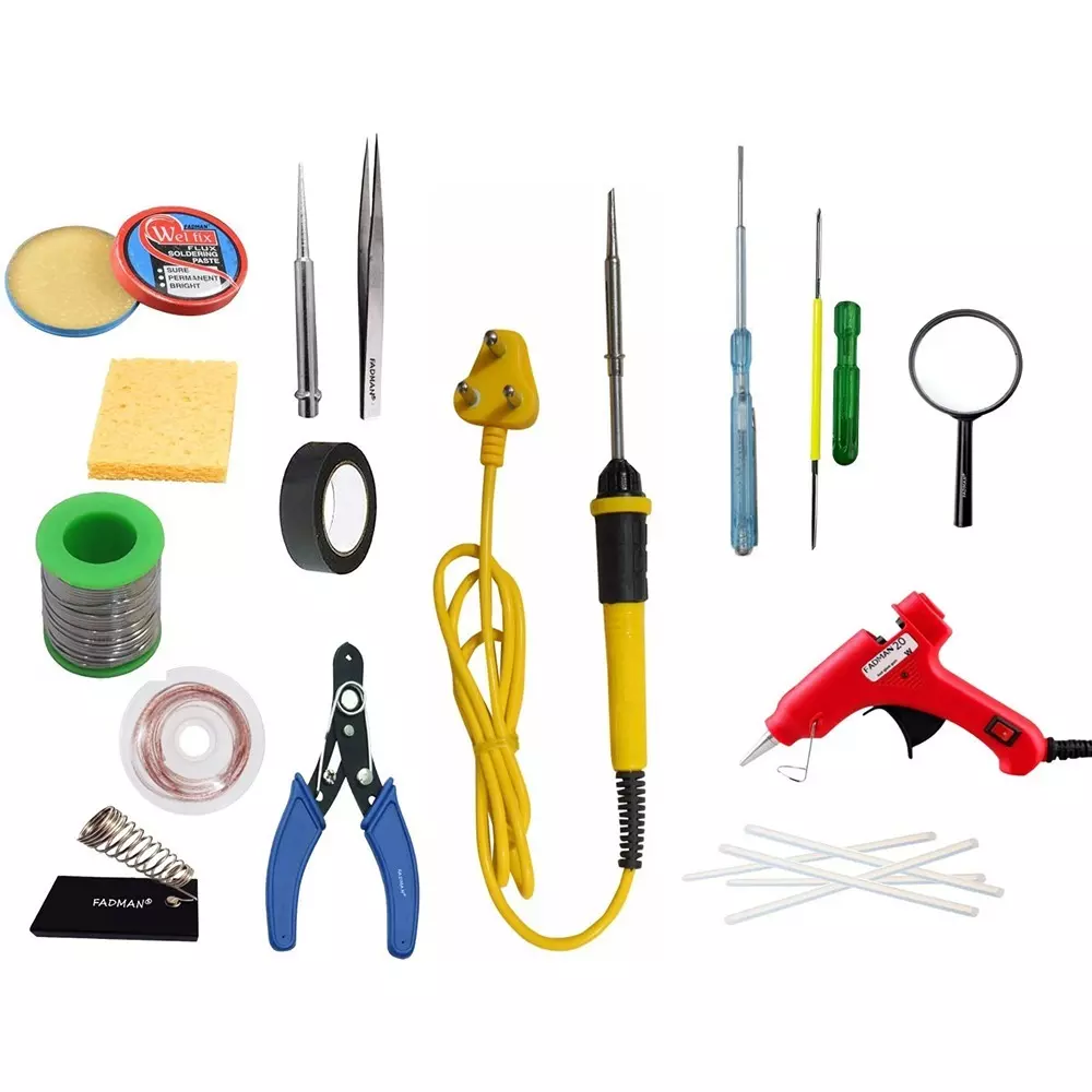 Fadman 15 In 1 Soldering Iron Kit Copper, Iron & Nickle Corded 25 W with Glue Gun, Tester, Cutter