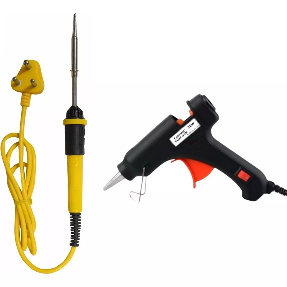 Fadman 2 In 1 Soldering Iron Kit Copper, Iron & Nickle Corded 25 W with Glue Gun Black