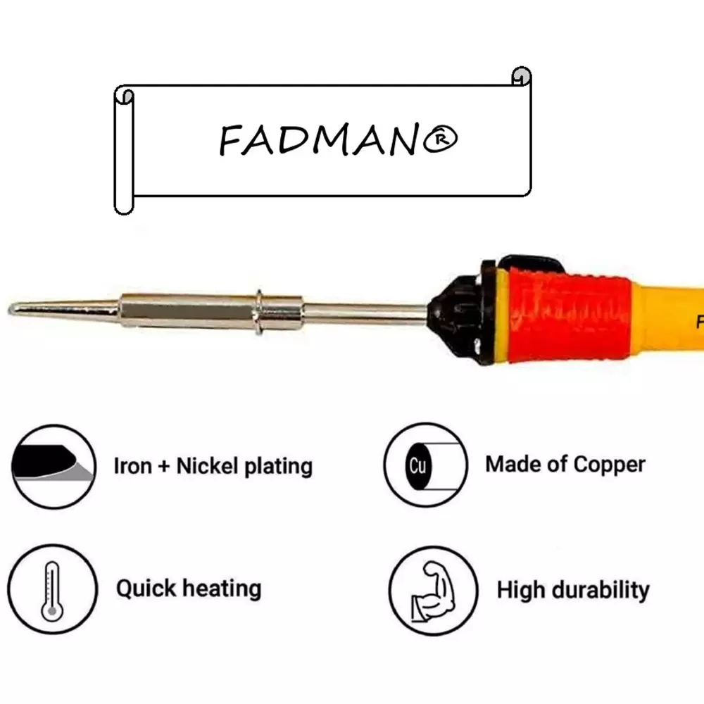 Fadman Beginner Basic 15 In 1 Soldering Iron Kit Copper, Iron & Nickle Corded 25 W with Solder Wire, Cutter, Tester