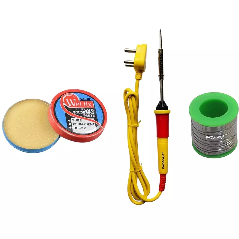 Fadman Beginner Basic 3 In 1 Soldering Iron Kit Copper, Iron & Nickle Corded with Solder Wire