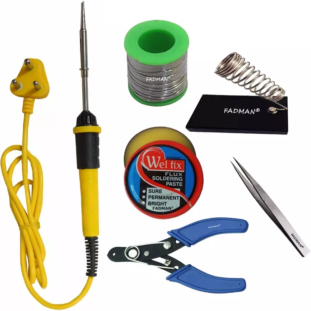 Fadman Beginner Basic 6 In 1 Soldering Iron Kit Copper, Iron & Nickle Corded 25 W with Solder Wire