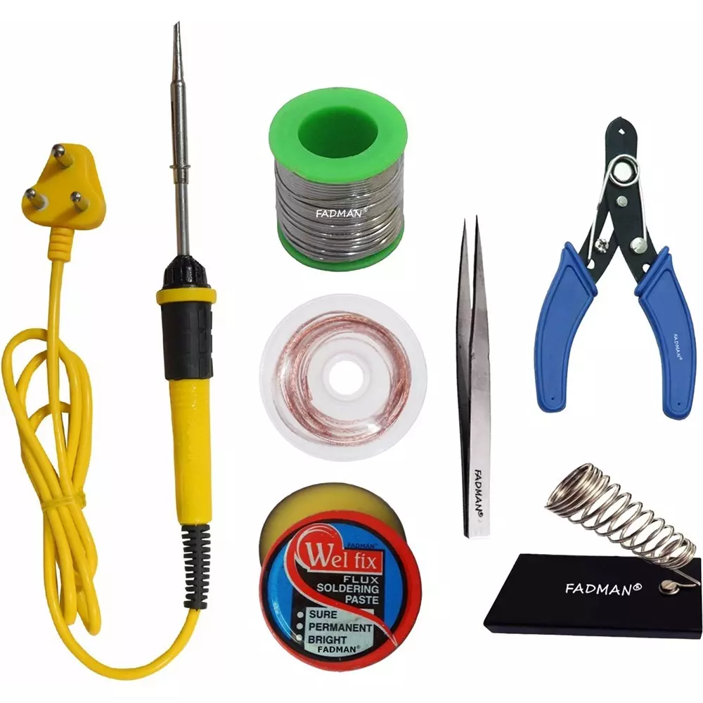 Fadman Beginner Basic 7 In 1 Soldering Iron Kit 25 W Copper, Iron & Nickle Corded with Solder Wire