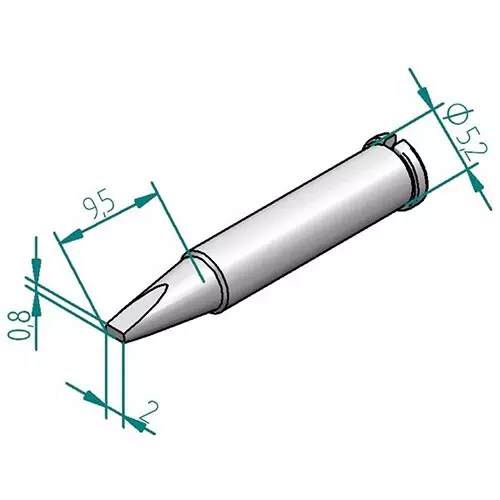 ERSA TIP, SOLDERING, CHISEL POINT, 2.0MM, 0102CDLF20/SB