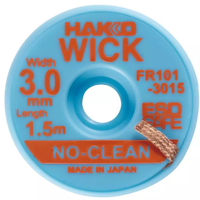HAKKO Solder Wick No Clean, Flux: No Cleaning Type for Breakthrough in less than 50% of the test range (IPC-TM-650), FR101-3015-J