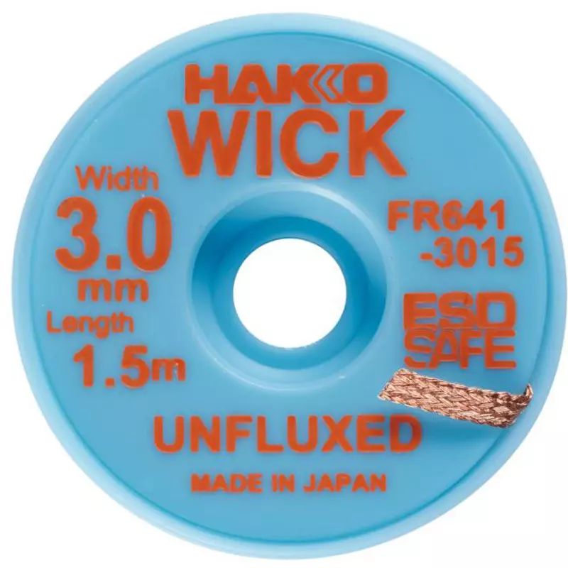 HAKKO Solder Wick Unflux 3 mm Line Width 1.5 m Length, FR641-3015-J