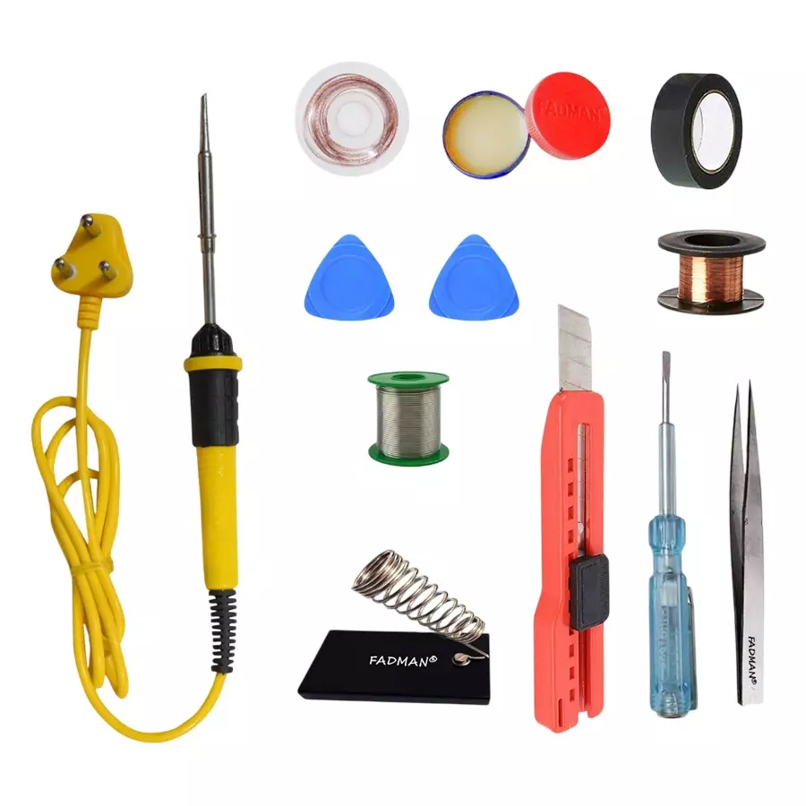 Fadman 11 In 1 Type-1 Soldering Kit with Mobile Opener 25 W Corded Flat Copper, Iron & Nickle Tip
