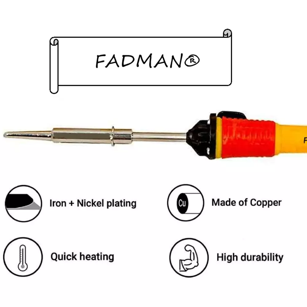 Fadman Basic 3rd Beginner 8 In 1 Soldering Iron Kit 25 W Corded Flat Copper, Iron & Nickle Tip