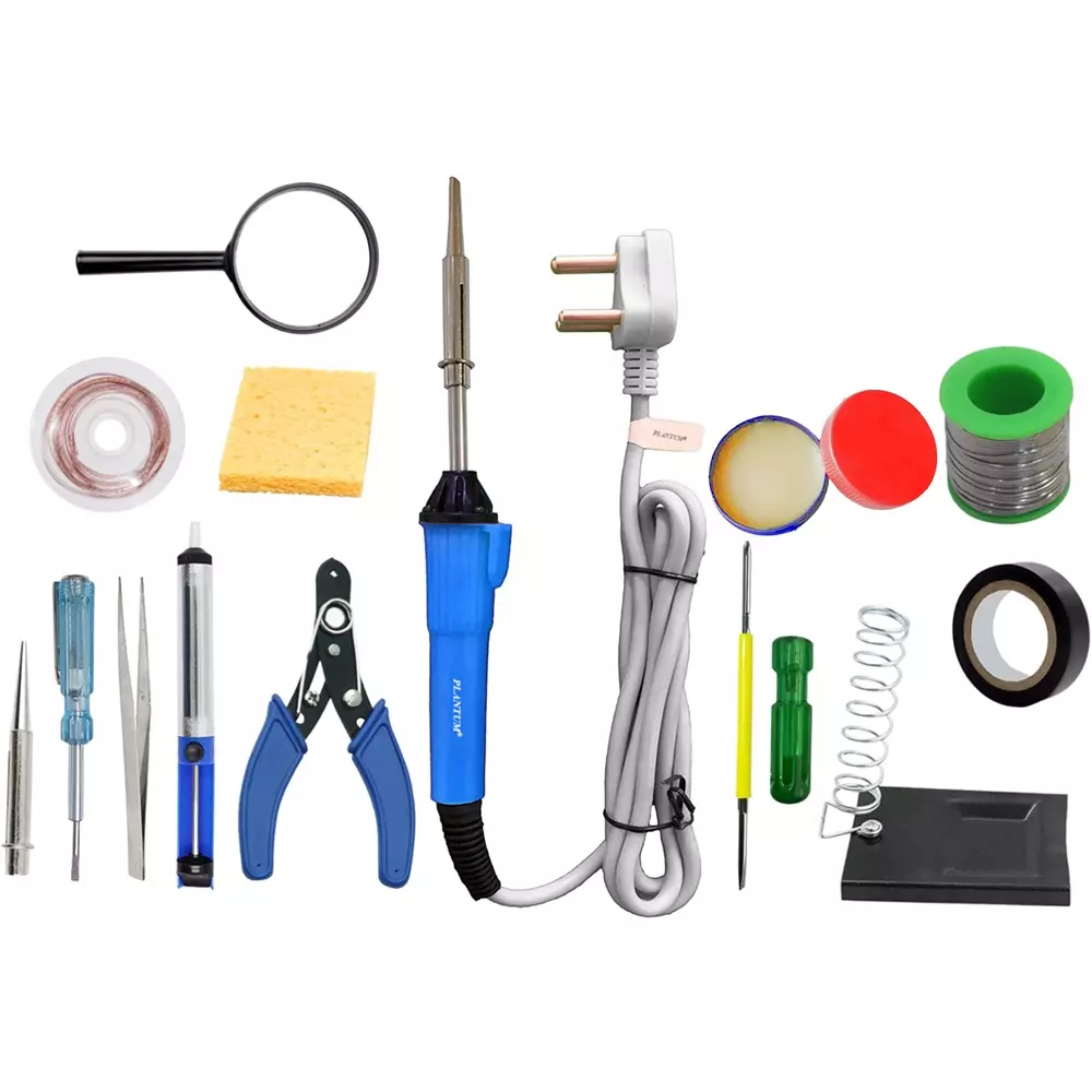 PLANTUM Beginner 14 In 1 Soldering Iron Kit 25 W Corded Flat Copper, Iron & Nickle Tip
