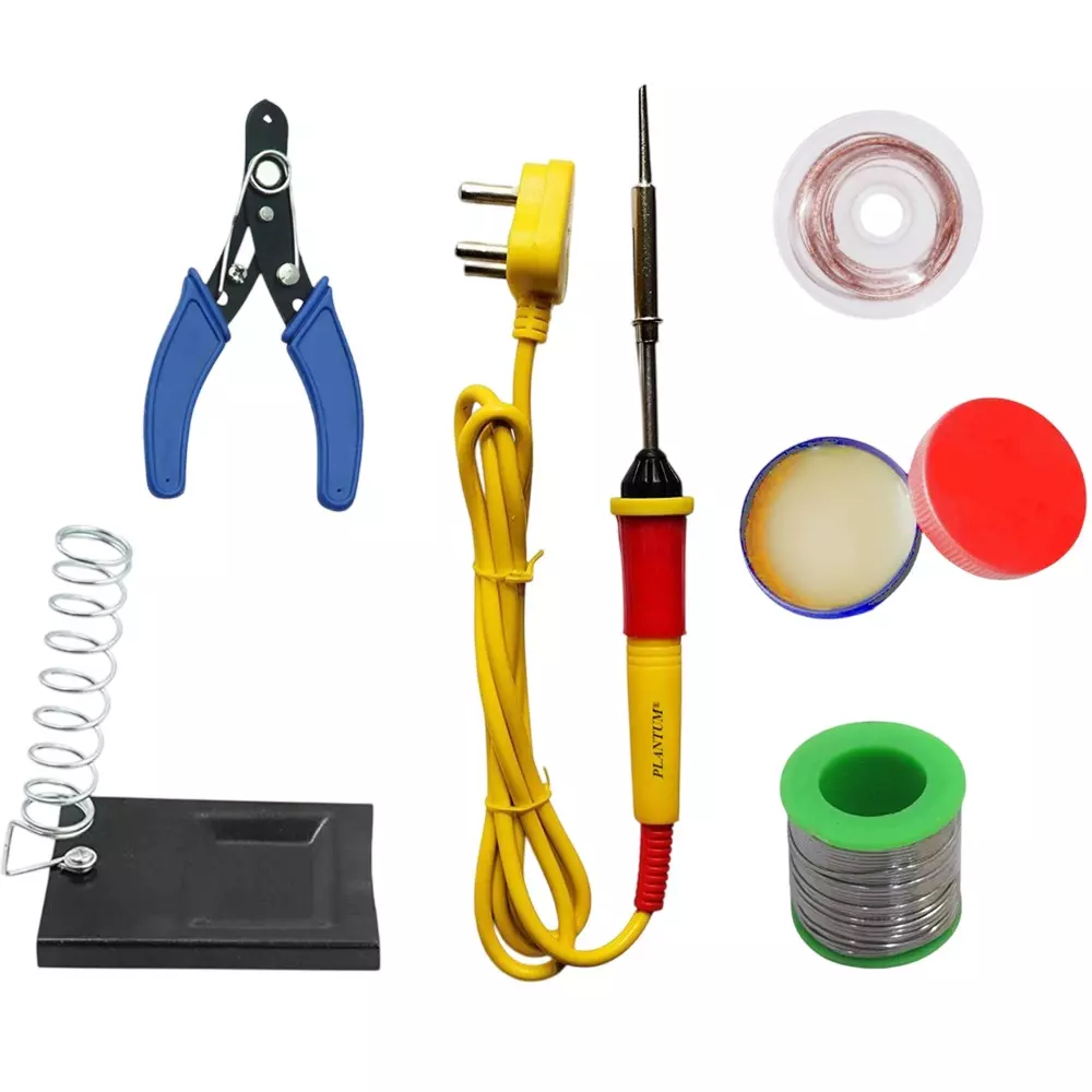 PLANTUM 6 In 1 Soldering Iron Kit Beginner Flat 27 mm Tip Copper, Iron & Nickle 25 W