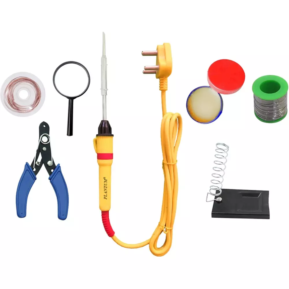 PLANTUM Combo Type 7 Beginner Pack Soldering Iron Kit 25 W Simple (Flat Tip)