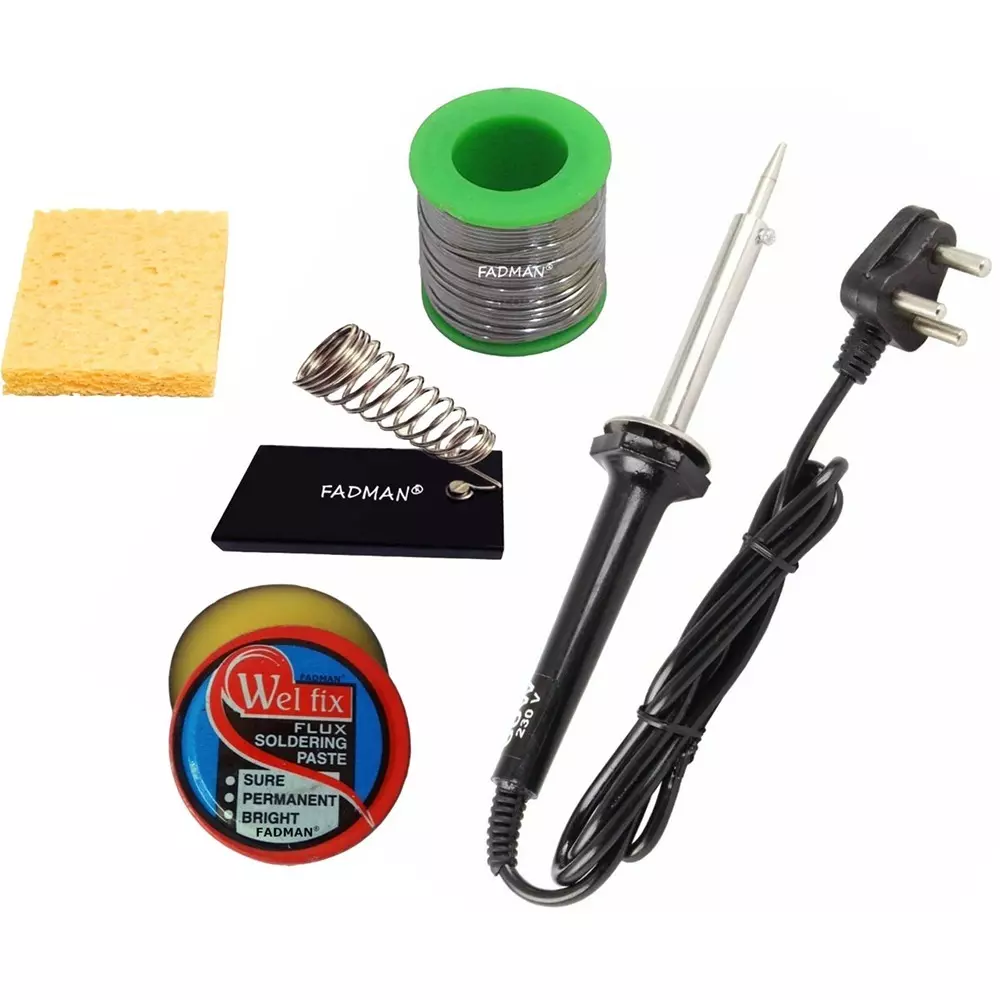Fadman 5 in 1 Soldering Iron Kit Steel, Aluminium & Copper Corded 60 W with Solder Wire
