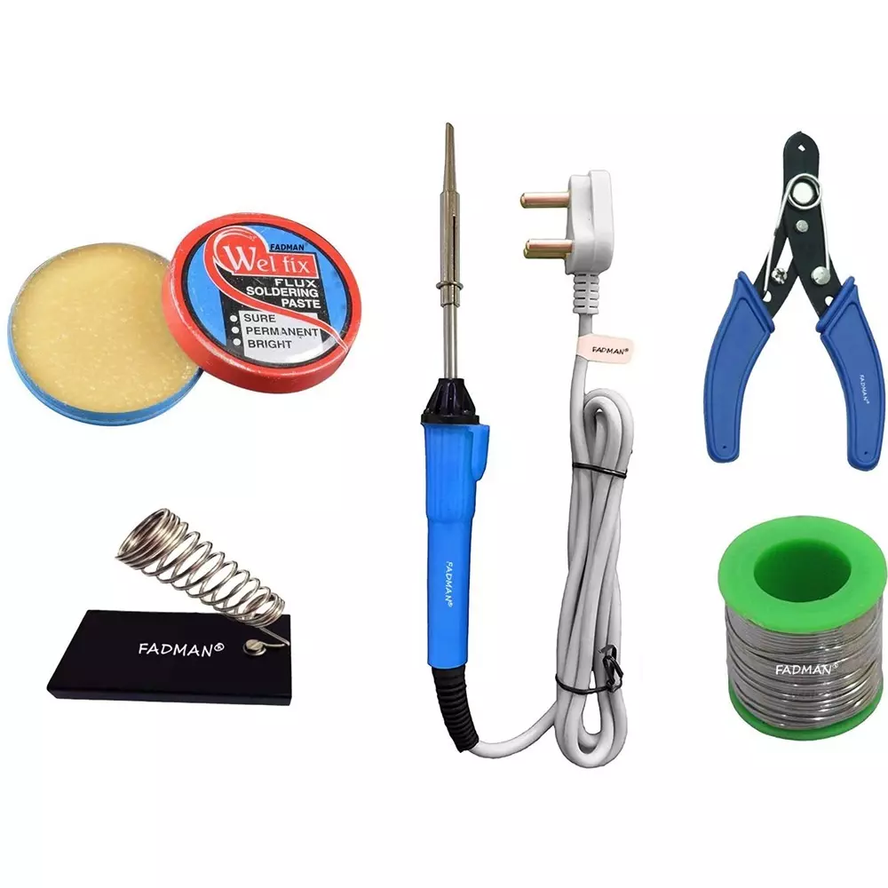 Fadman Basic Complete 5 In 1 Soldering Iron Kit Copper, Iron & Nickle Corded 25 W with Solder Wire, Cutter