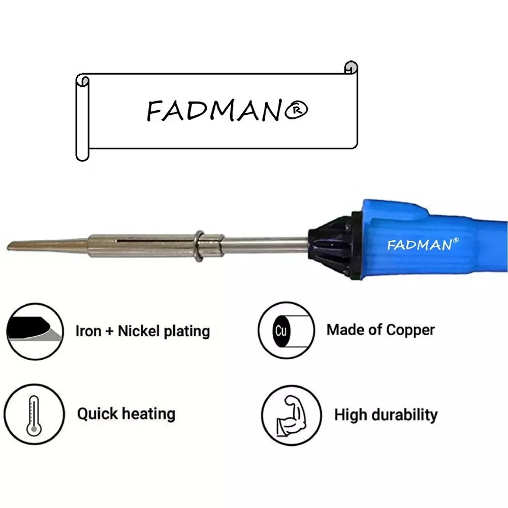 Fadman Basic Complete 5 In 1 Soldering Iron Kit Copper, Iron & Nickle Corded 25 W with Solder Wire, Cutter