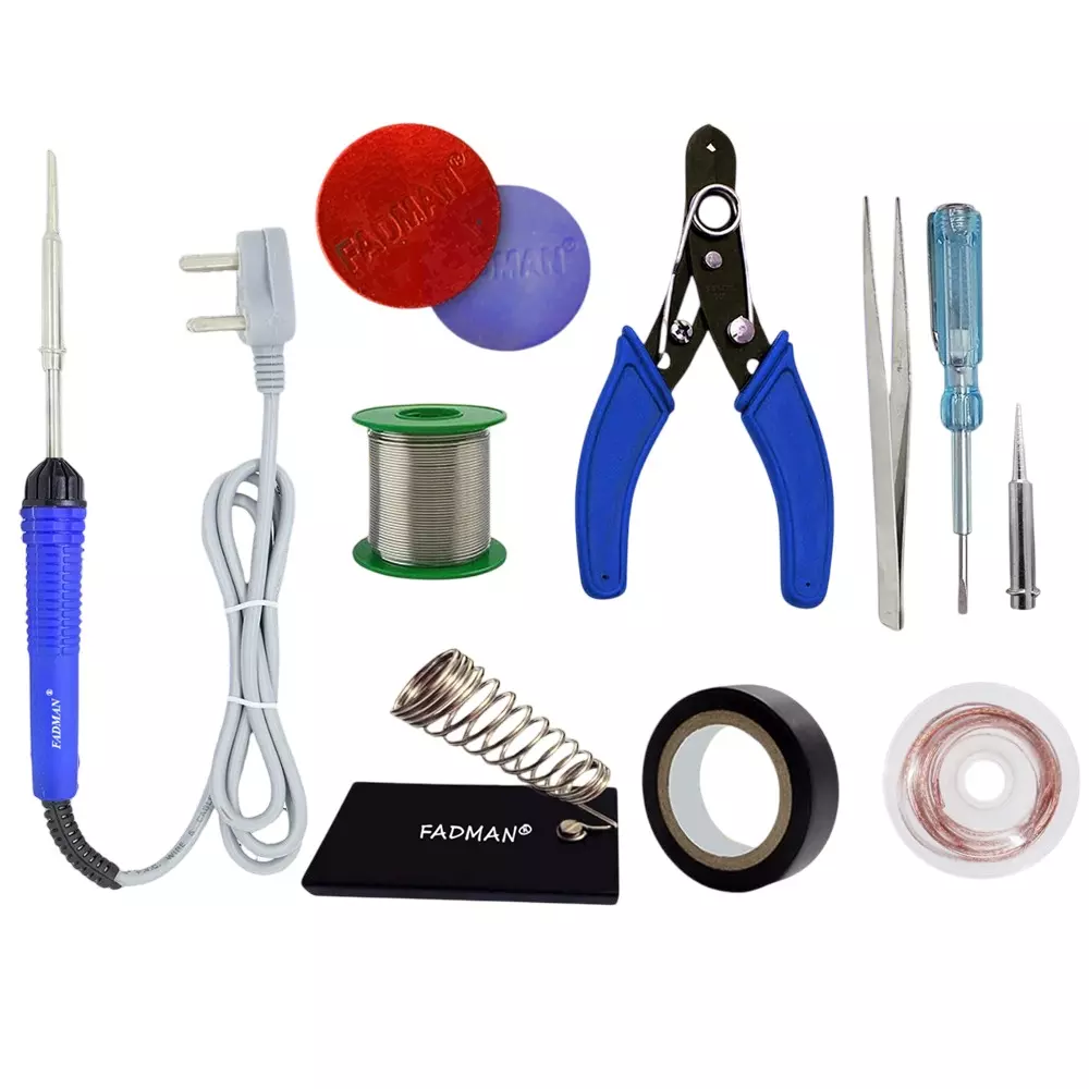 Fadman 10 In 1 Blue & White Soldering Iron Kit 25 W Corded Flat Copper & Iron Tip