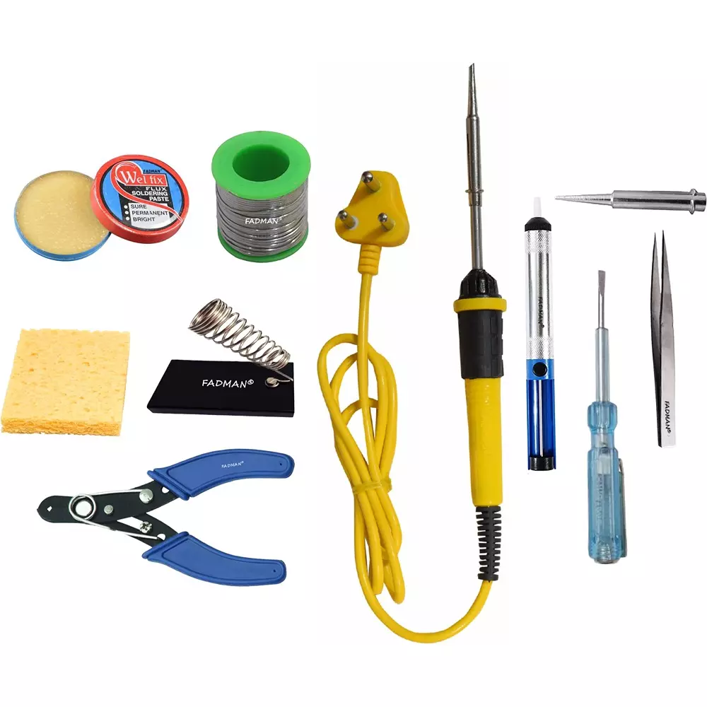 Fadman 10 In 1 Soldering Iron Kit Yellow & Black Flat 27 mm Tip Copper, Iron & Nickle 25 W