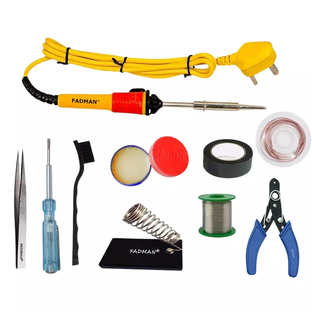 Fadman 10 In 1 Type-3 Soldering Kit with Mobile Opener 25 W Corded Flat Copper, Iron & Nickle Tip