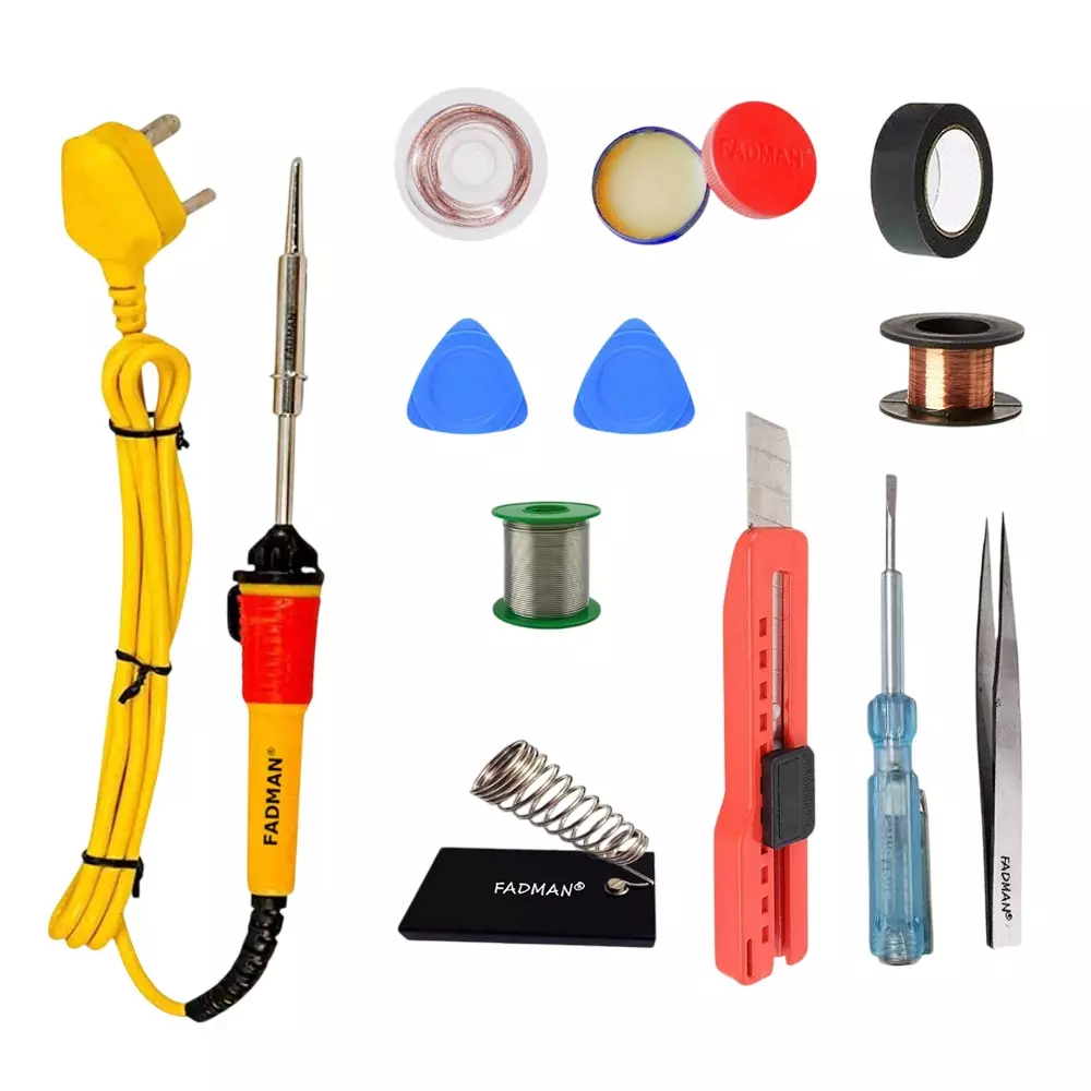 Fadman 11 In 1 Type-3 Soldering Kit with Mobile Opener 25 W Corded Flat Copper, Iron & Nickle Tip