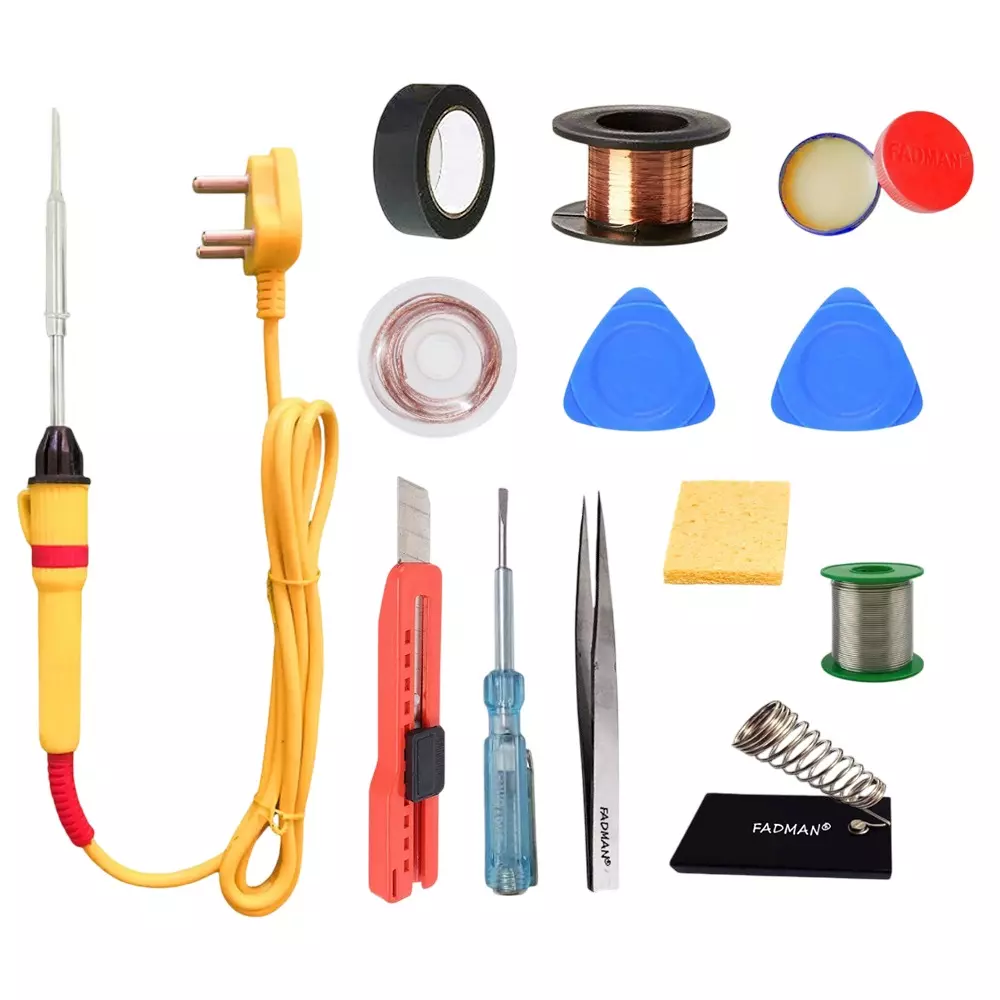 Fadman 12 In 1 Type-4 Soldering Kit with Mobile Opener 25 W Corded Flat Copper, Iron & Nickle Tip