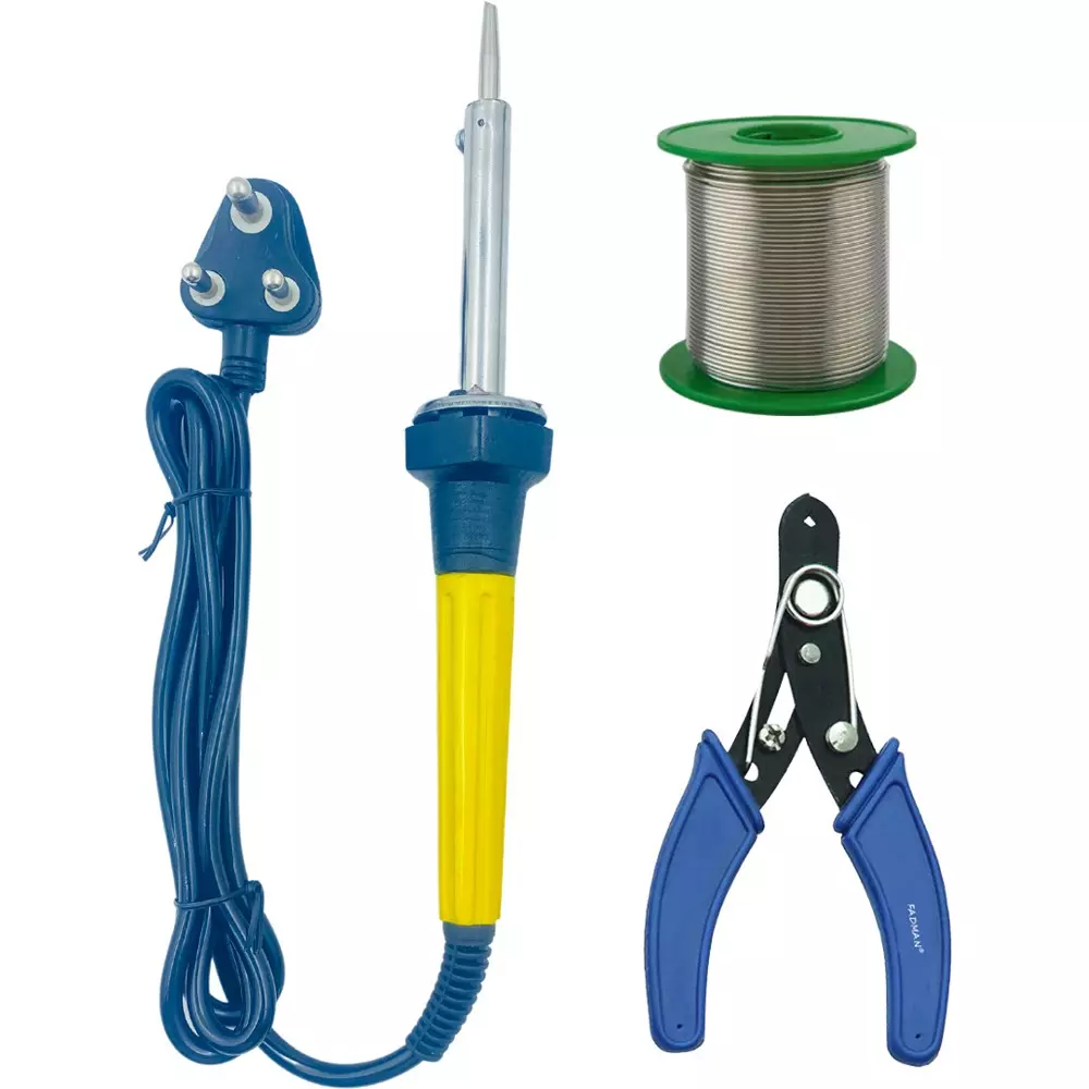 Fadman 3 In 1 Soldering Iron Equipment Tool Machine Combo Kit 60 W Corded Flat Copper, Iron & Nickle Tip