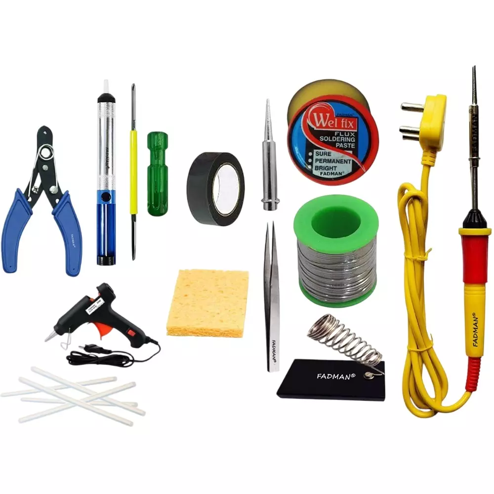 Fadman Electric 13 In 1 Soldering Iron Kit Copper, Iron & Nickle Corded 25 W with Solder Wire, Cutter, Hardware Tape