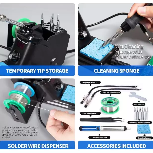 NVEE1 12-in-1 Soldering Station with Kit 60 W Pin Type Tip Bakelite Handle 220-240 V, 926 LED-III