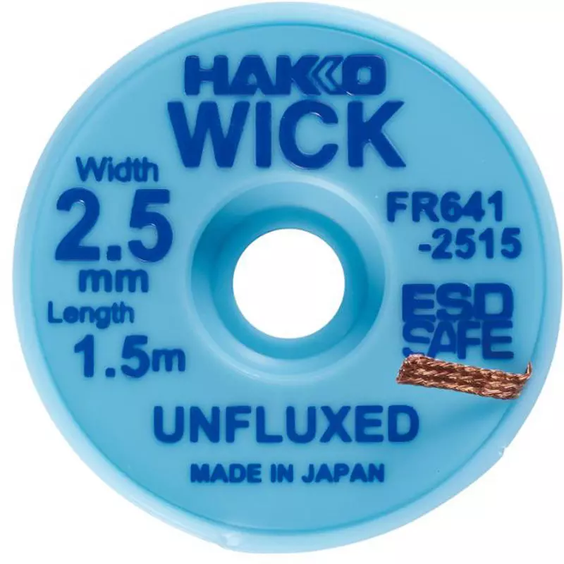 HAKKO Solder Wick Unflux 2.5 mm Line Width 1.5 m Length, FR641-2515-J