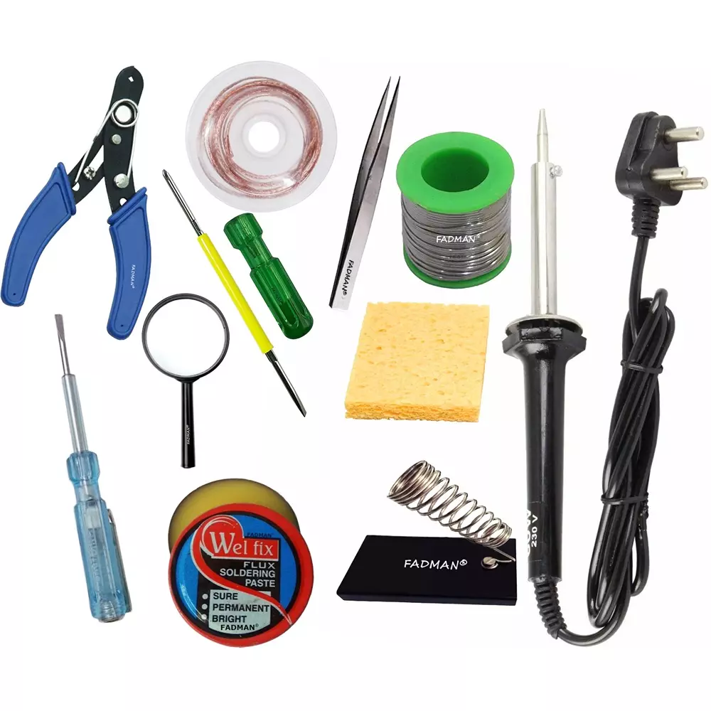 Fadman 11 In 1 Black Soldering Iron Kit 60 W Corded Flat Copper, Iron & Nickle Tip