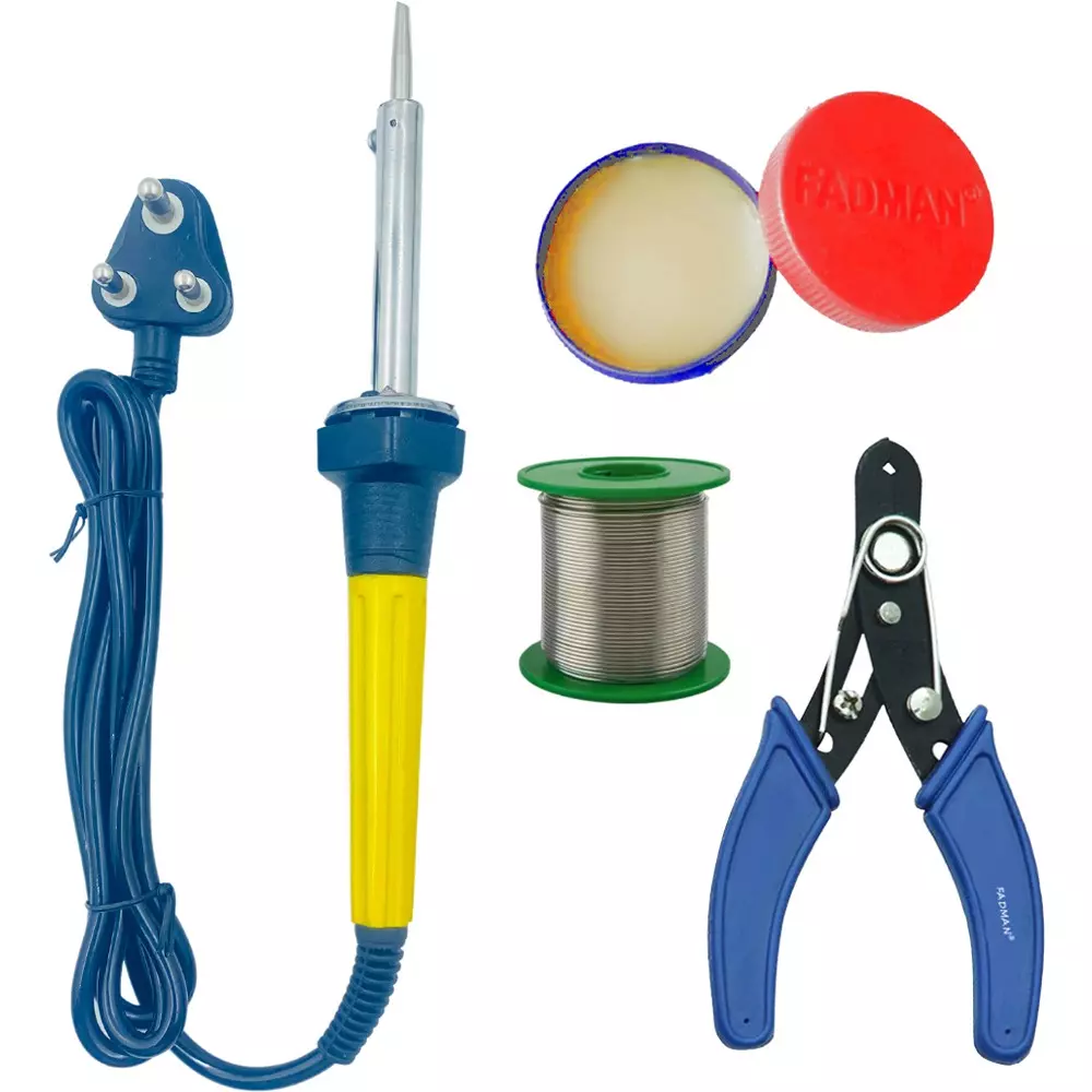 Fadman 4 In 1 Soldering Iron Equipment Tool Machine Combo Kit 60 W Corded Flat Copper, Iron & Nickle Tip