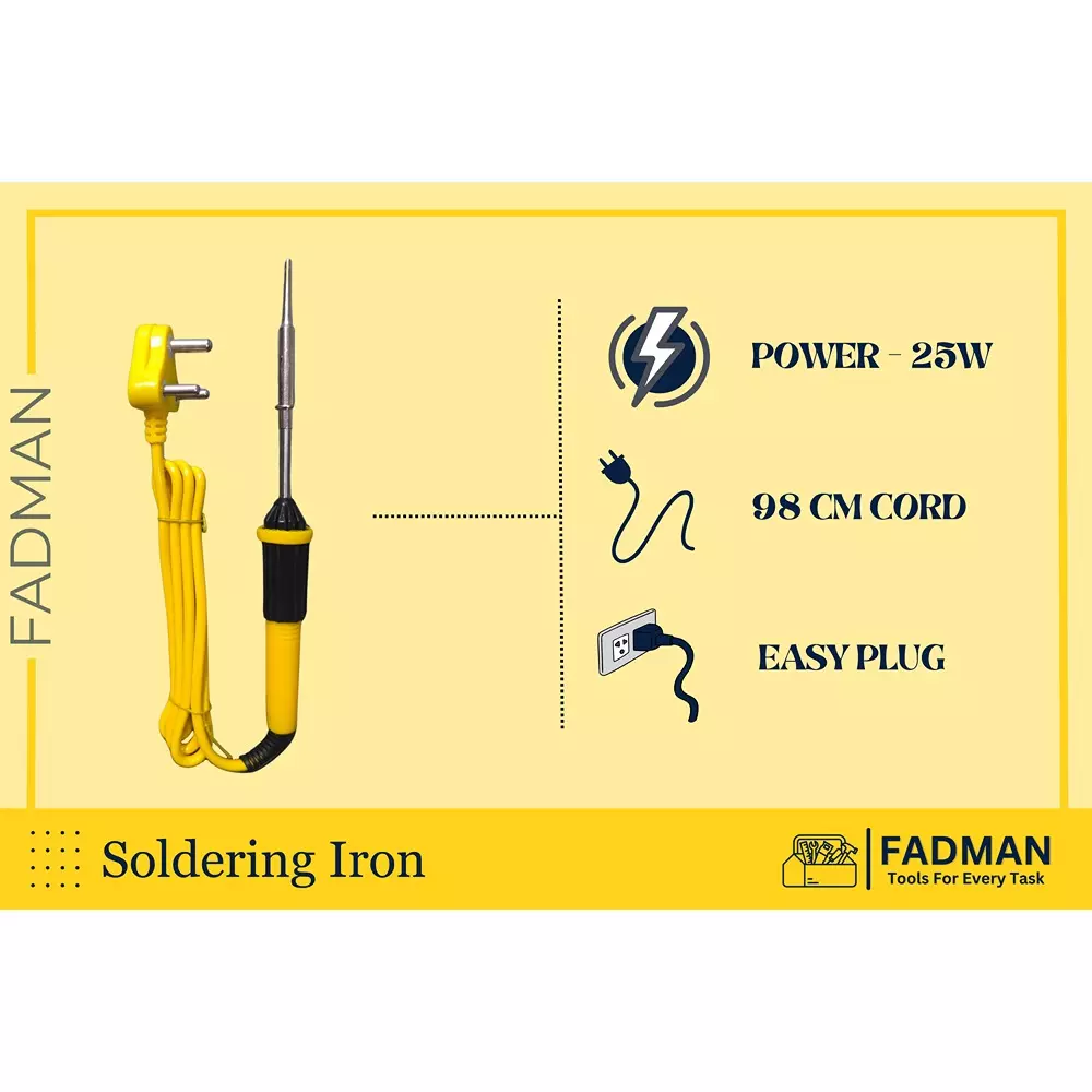 Fadman Soldering Iron Kit 25W - Pack Of 4 All-In-One Solution For Soldering Tasks 25 W Simple (Flat Tip)