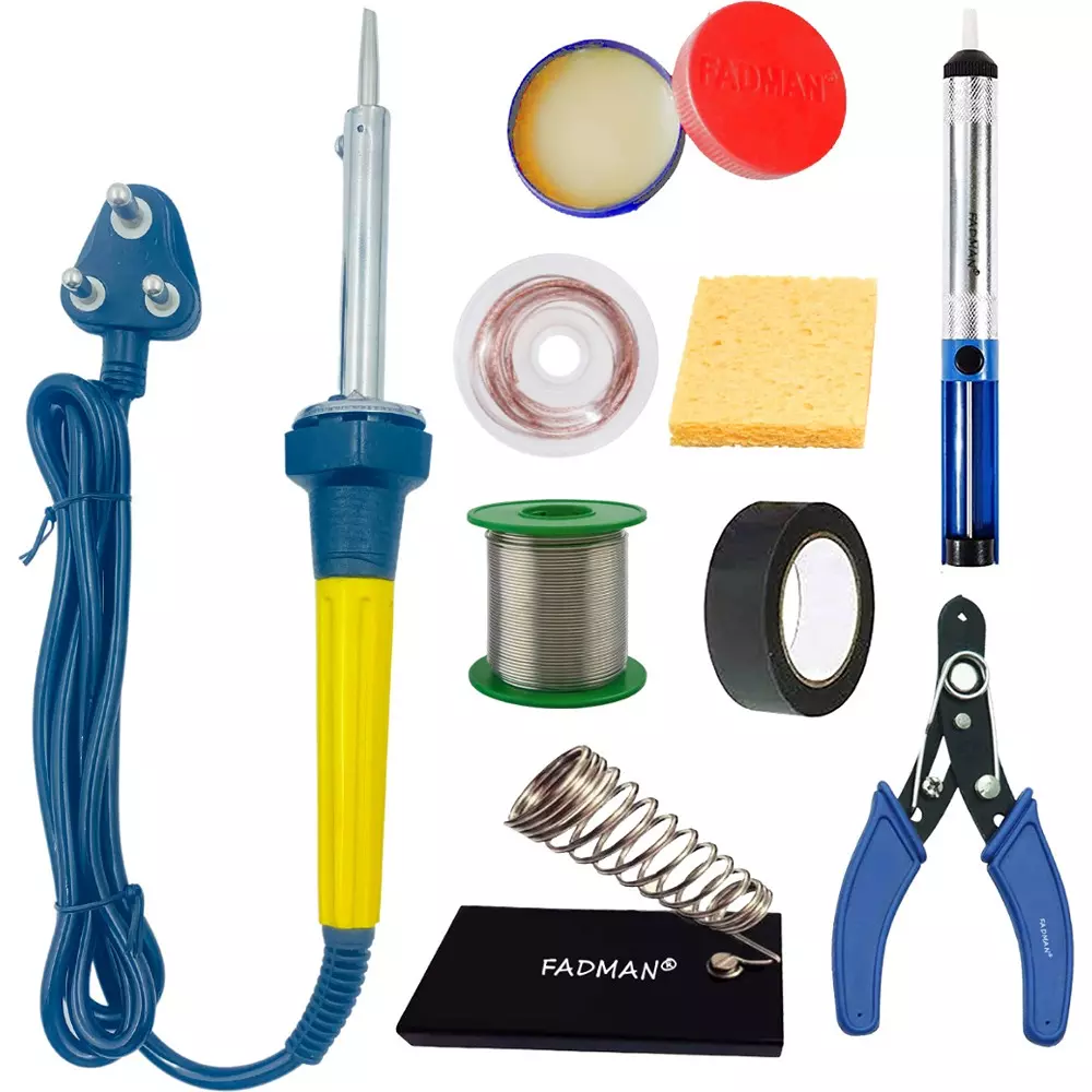 Fadman 9 In 1 Soldering Iron Equipment Tool Machine Combo Kit 60 W Corded Flat Copper, Iron & Nickle Tip