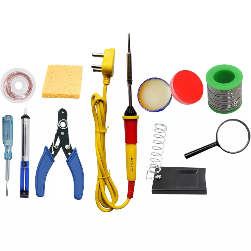 PLANTUM 10 In 1 Soldering Iron Kit Beginner Flat 27 mm Tip Copper, Iron & Nickle 25 W