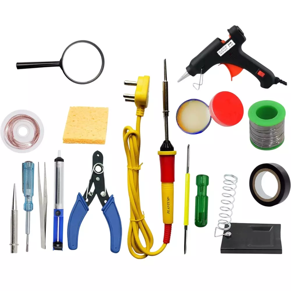 PLANTUM 15 In 1 Soldering Iron Kit Beginner Flat 27 mm Tip Copper, Iron & Nickle 25 W