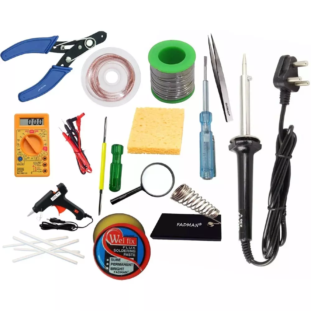 Fadman 13 in 1 Soldering Iron Kit Steel, Aluminium & Copper Corded 60 W with Digital Multimeter