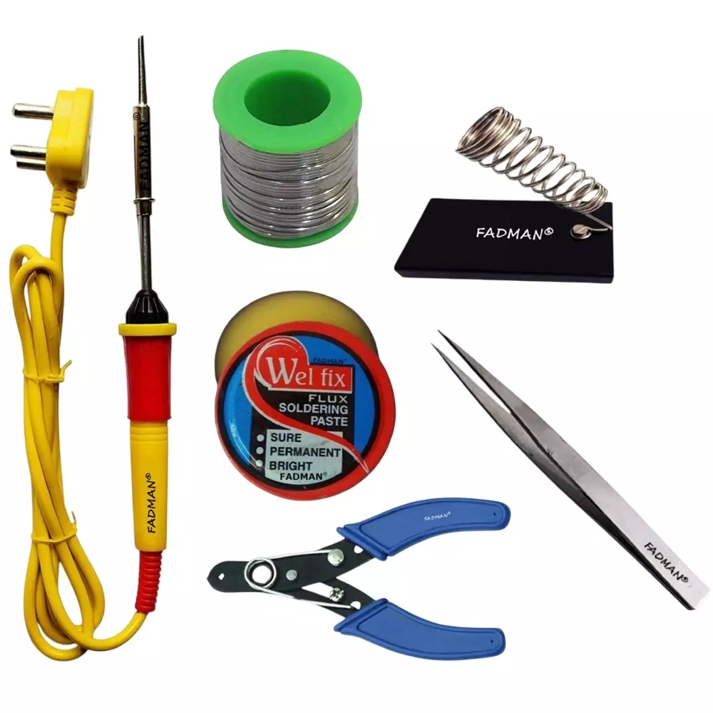 Fadman Basic Complete 6 In 1 Soldering Iron Kit Copper, Iron & Nickle Corded 25 W with Solder Wire, Cutter