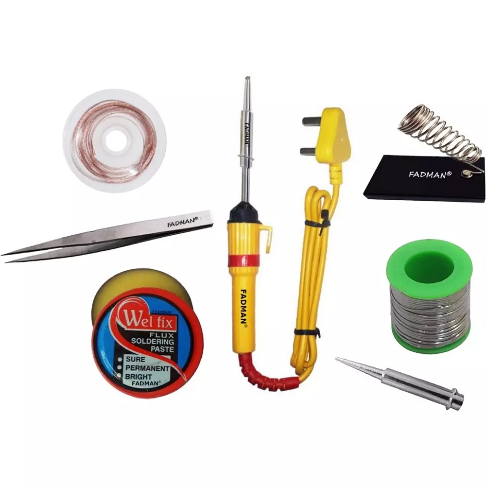 Fadman Beginner Basic 7 In 1 Soldering Iron Kit Copper, Iron & Nickle Corded 25 W with Solder Wire
