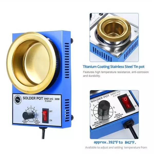 ATOZSHOP11 Soldering Pot 300 W Stainless Steel with Titanium Coating 100 Pot Dia.
