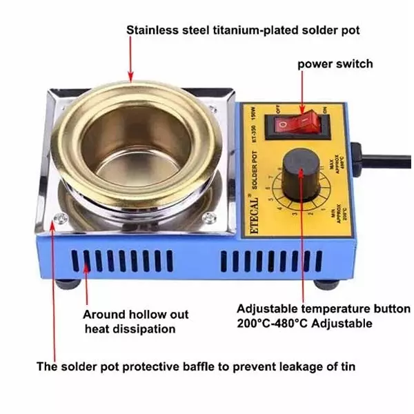 YADAV Heavy Duty Solder Pot 50 mm 110 V 150 W Lead Free Soldering & Desoldering Bath