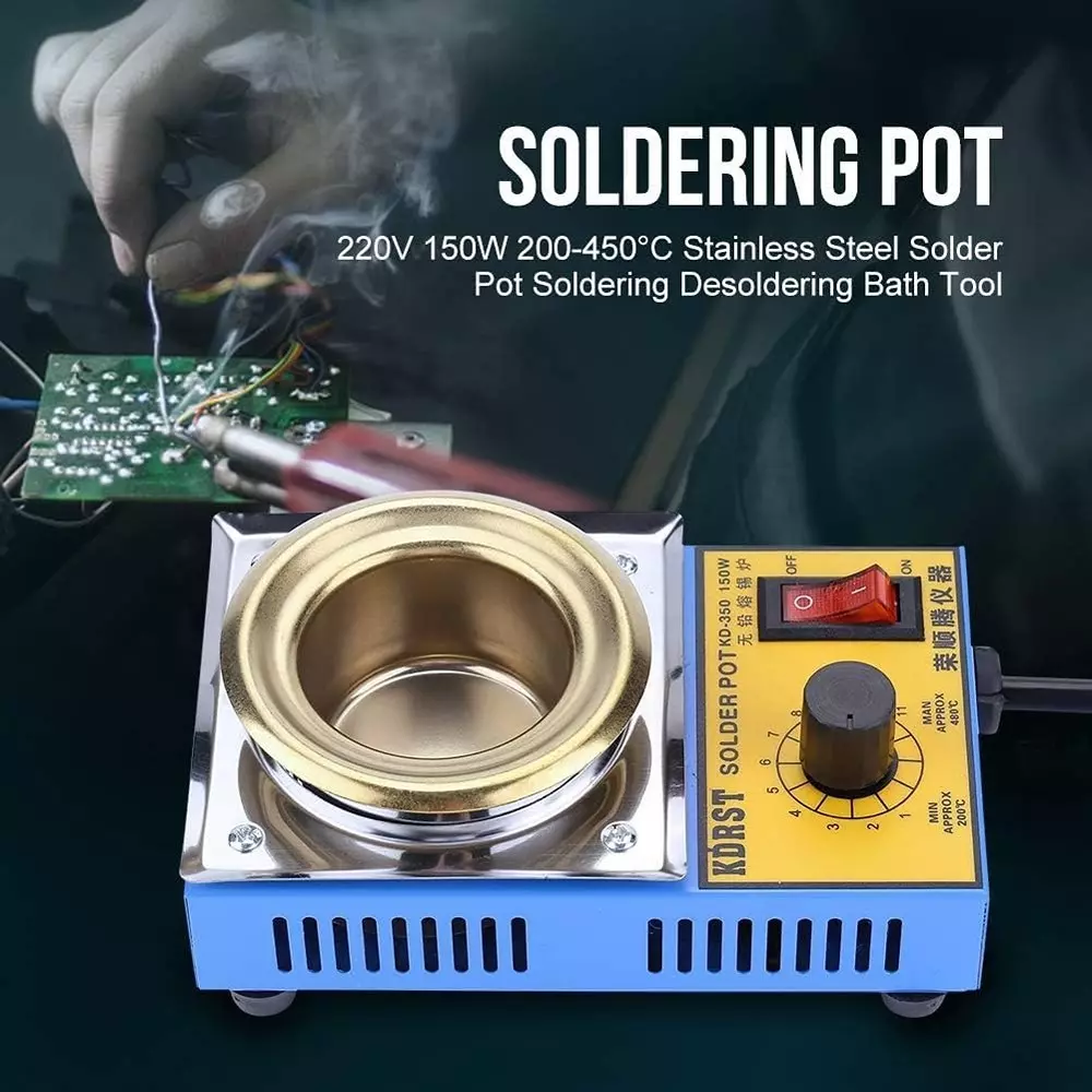 GENERIC New Electric Solder Pot Titanium Plate Soldering & Desoldering Bath 220 V 150 W 50 mm (200–450 °C)