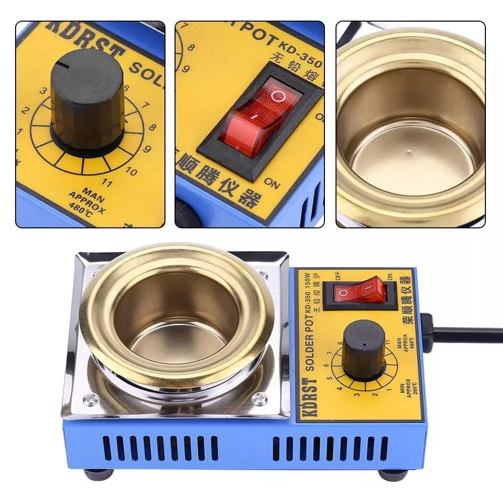 GENERIC New Electric Solder Pot Titanium Plate Soldering & Desoldering Bath 220 V 150 W 50 mm (200–450 °C)