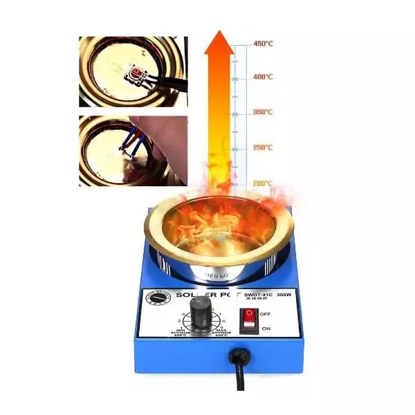 ATOZSHOP11 Soldering Pot 300 W Stainless Steel with Titanium Coating Coarse Grit Type