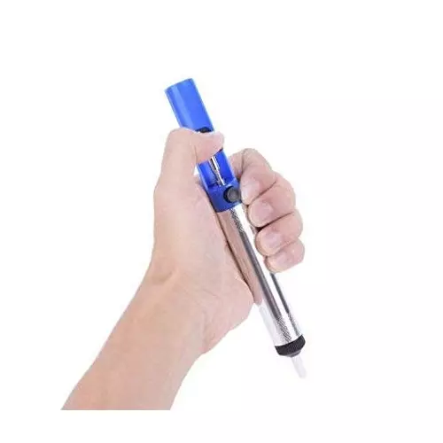 SCHOFIC Desoldering Pump Solder Sucker High-Strength Aluminum Push-Button Operation Blue & Silver (Pack of 5)
