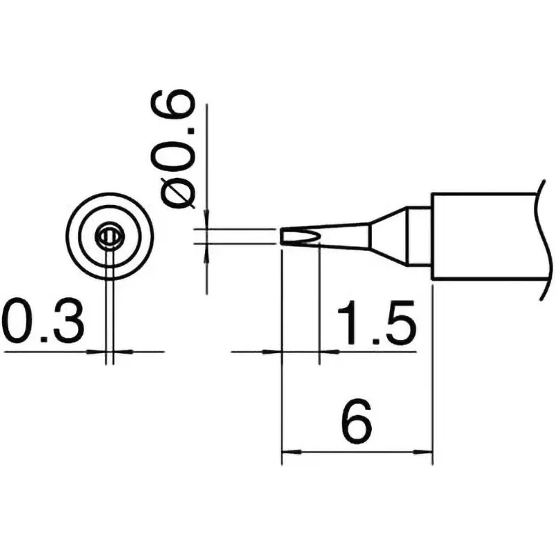 Hakko Soldering Iron Tip 0.6D Type For FM-2032, T30-D06 (10) (Set of 10)