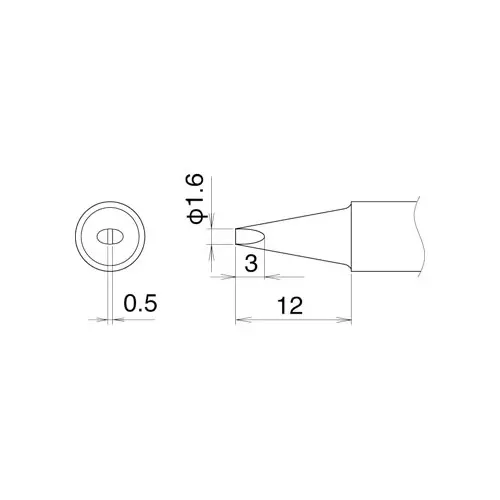 Hakko Soldering Tip Integrated Heater 1.6D Type Steel FM2030, T22-D16