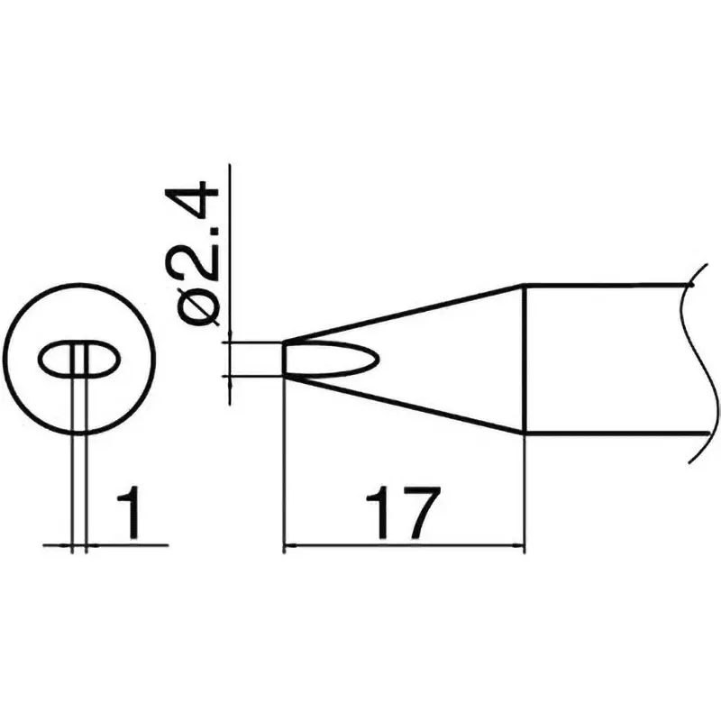 Hakko Soldering Iron Tip 2.4D Type Suitable For FX-801, T33-D24 (5) (Set of 5)