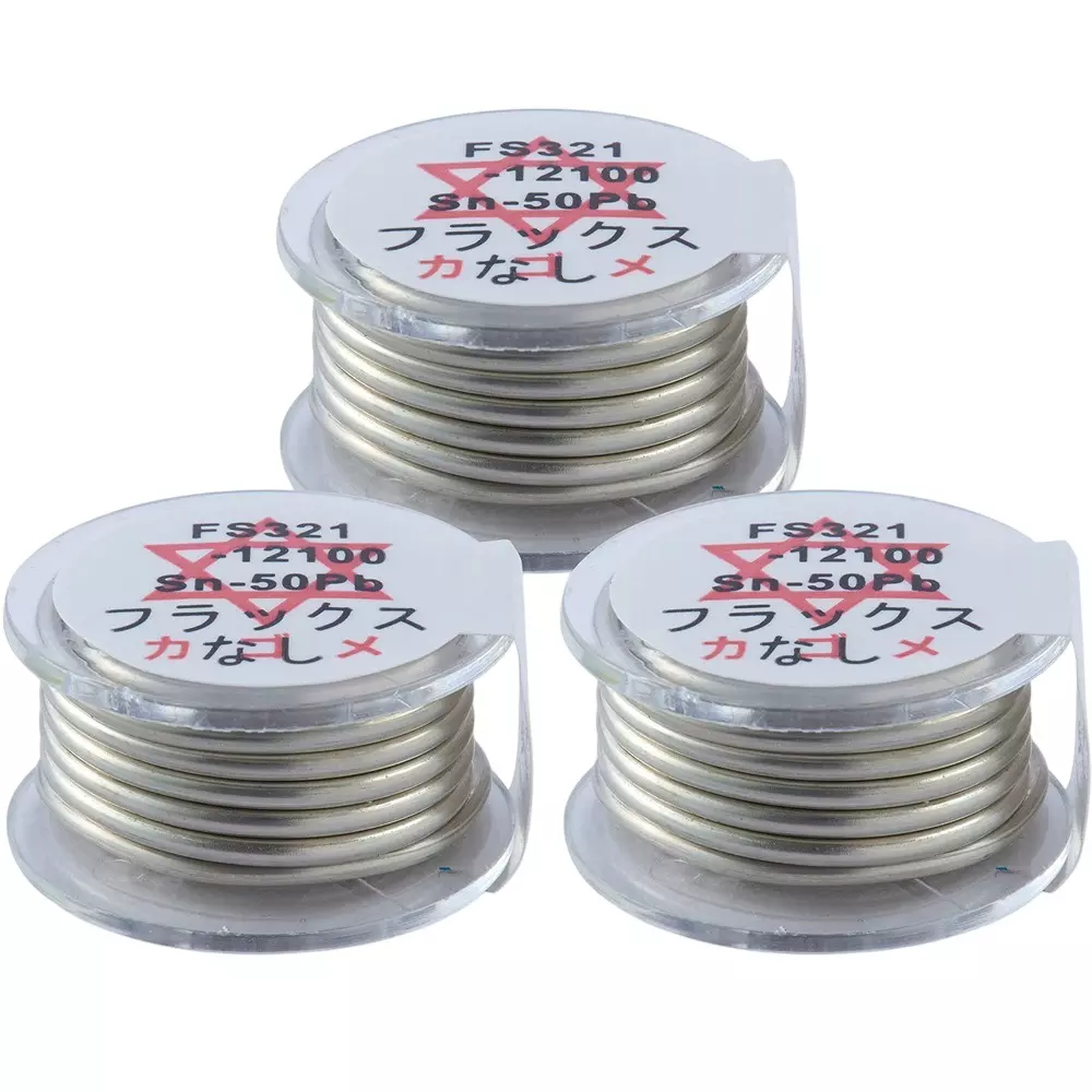 HAKKO Solder Hexsol Lead-Containing 50% Tin, 50% Lead 1 m Length, FS321-12300 (Set of 3 Pcs)