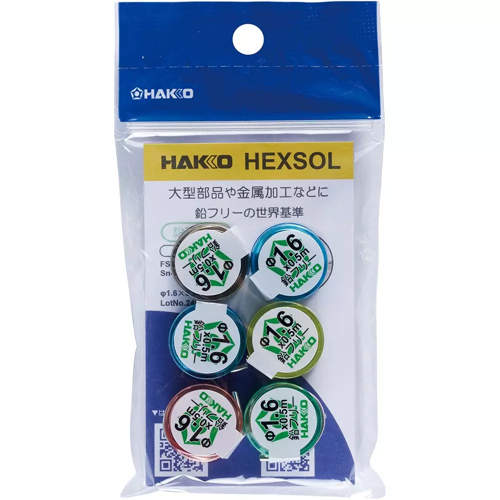 hakko-solder-hexsol-lead-free-no-flux-cleaning-16-mm-wire-diameter-fs521-16301-set-of-6-pcs