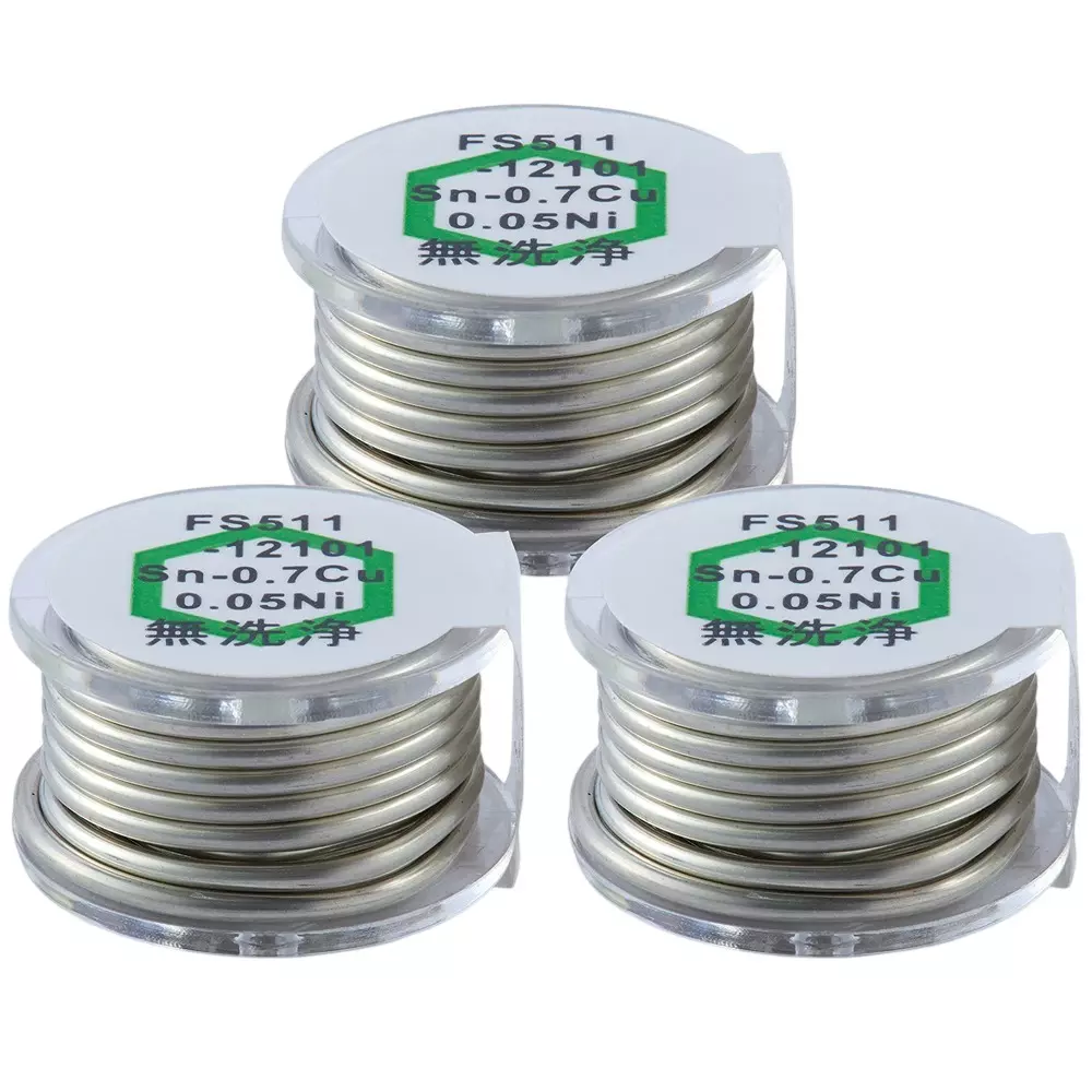 HAKKO Solder Hexsol Lead-Free Eutectic No Flux Cleaning 1.2 mm Wire Diameter, FS511-12301 (Set of 3 Pcs)