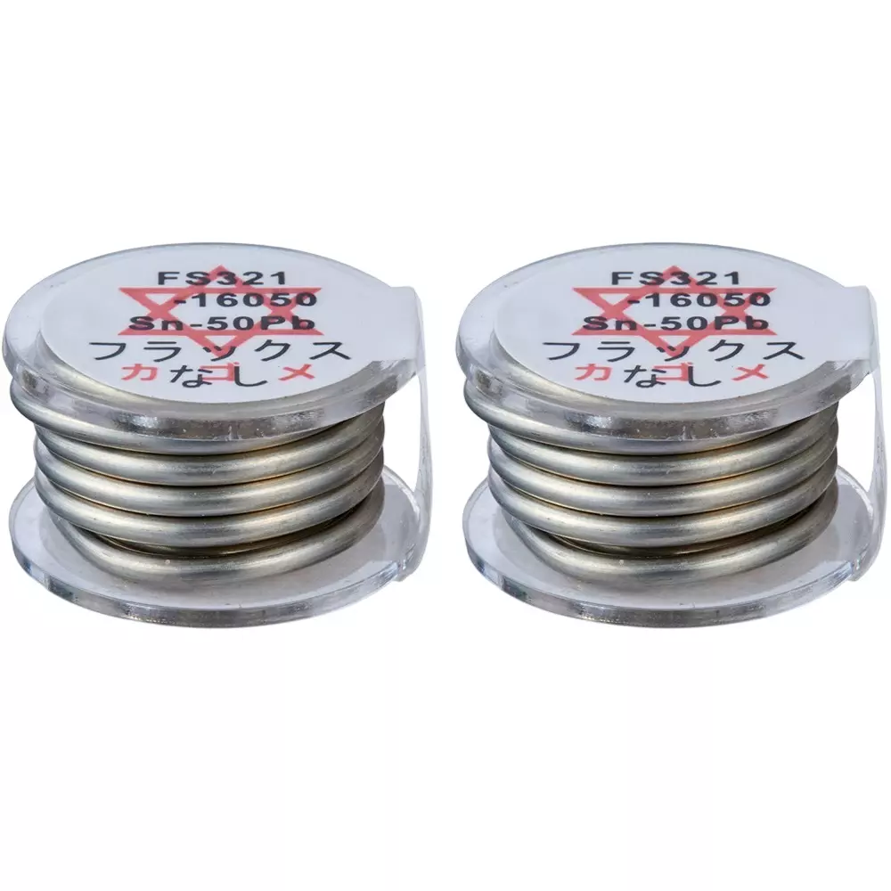 HAKKO Solder Hexsol Lead-Containing 50% Tin, 50% Lead 1.6 mm Wire Diameter, FS321-16100 (Set of 2 Pcs)