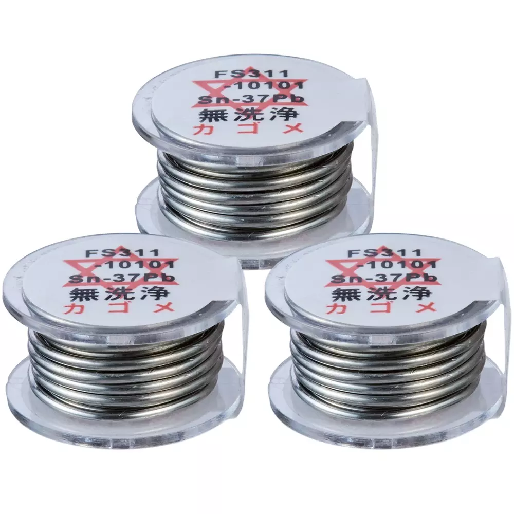 HAKKO Solder Hexsol Lead-Containing Eutectic No Flux Cleaning 1 mm Wire Diameter, FS311-10301 (Set of 3 Pcs)