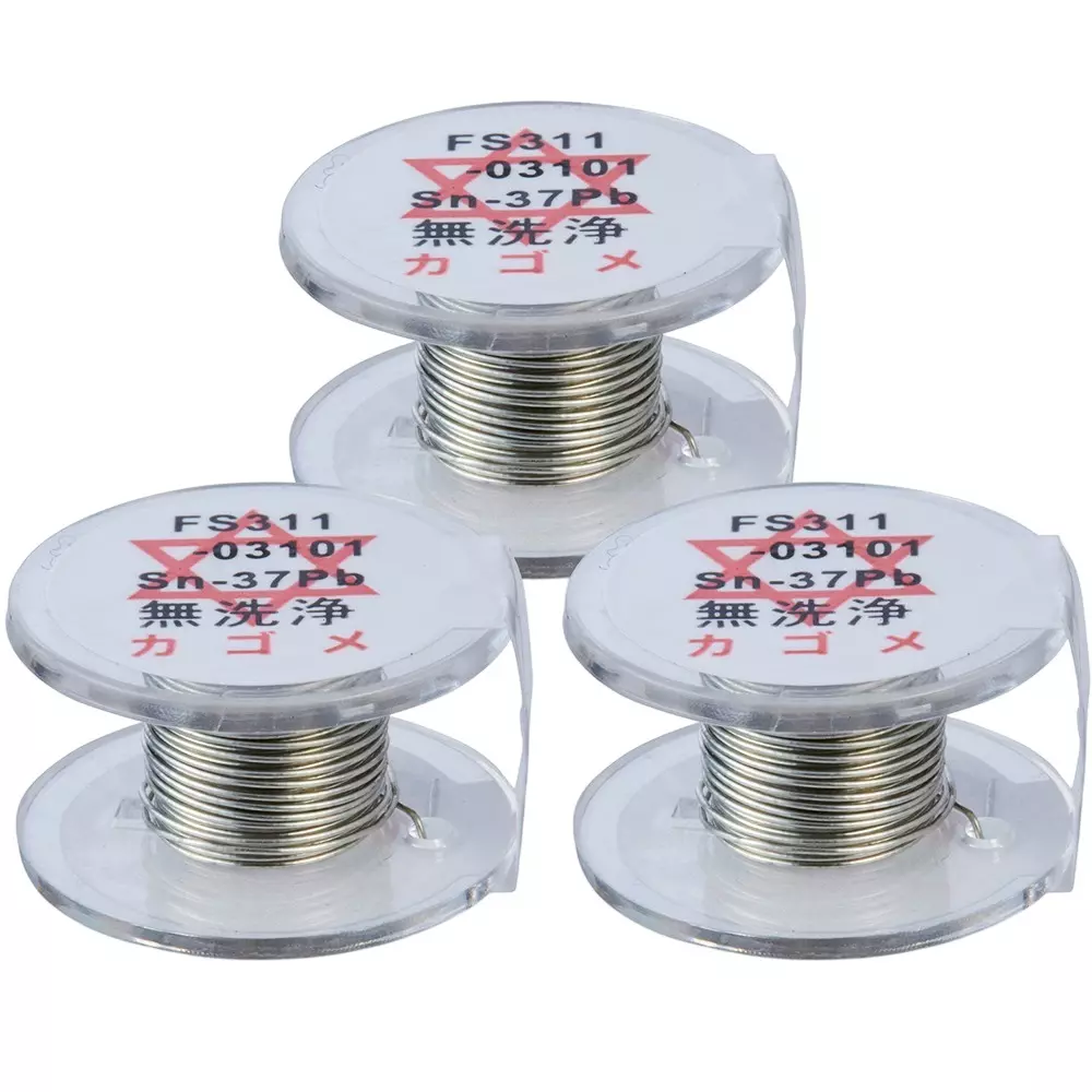 HAKKO Solder Hexsol Lead-Containing Eutectic No Flux Cleaning 0.3 mm Wire Diameter, FS311-03301 (Set of 3 Pcs)